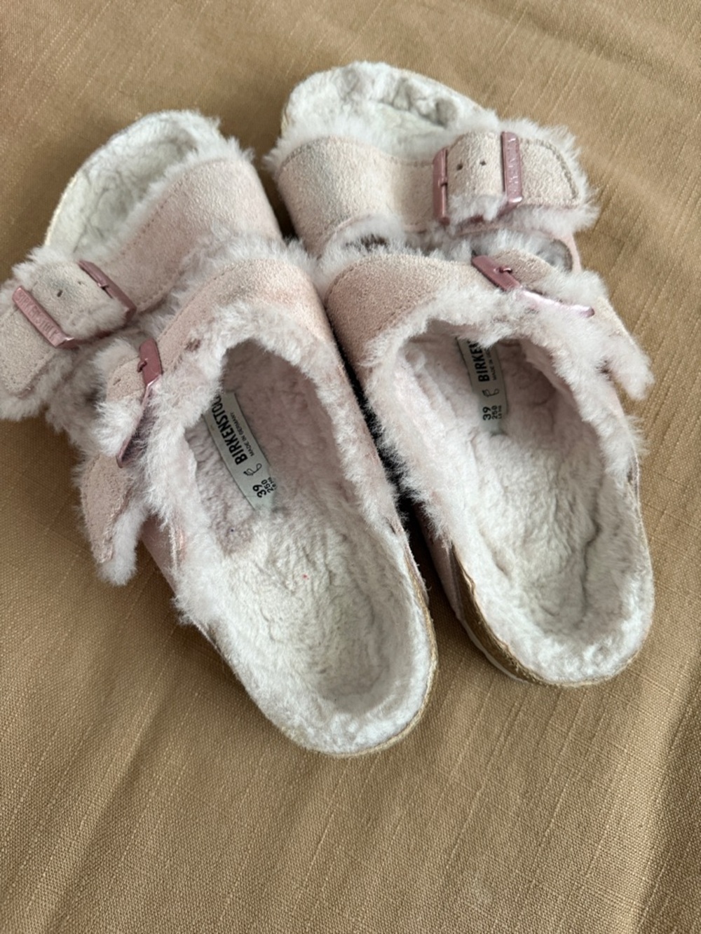 Birkenstock Arizona Shearling Suede Leather Light Rose - Picture 2 of 5
